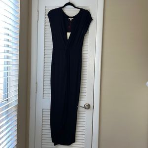 Black front slit maxi dress